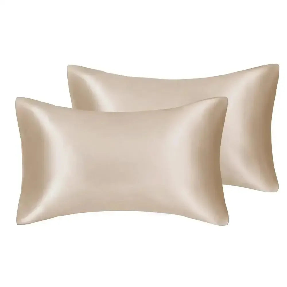 2pcs/lot Solid Silky Satin Skin Care Pillowcases Hair Anti Pillow Case Queen Size Envelope Pillow Covers for Home Hotel Travel - Confia - reusablefoodstoragebags confia