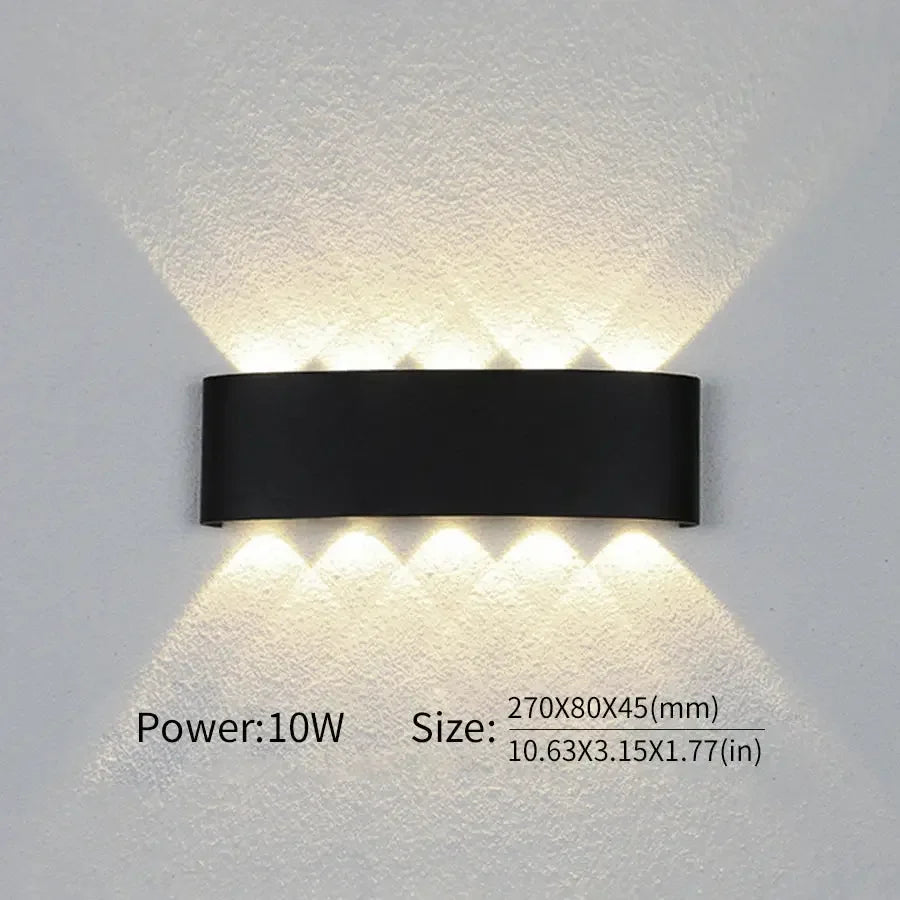 16 Watts Wall Lights 8 Ray Oval Up-Down LED Outdoor Waterproof IP65 Exterior Wall Step Light Fixture Waterproof Lamp (Warm White, Black Body) 16 Watts (8 Way) - Confia