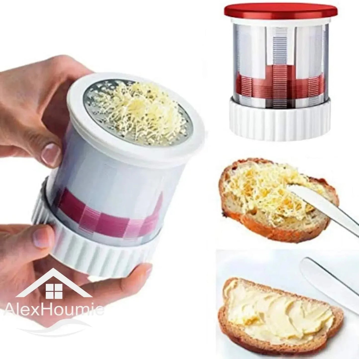Manual Cheese Slicer Chese Cutter Butter Mill Spreadable Butter Cheese Gadgets Grater Mill with Lid Butter Dispenser Shredder - Confia