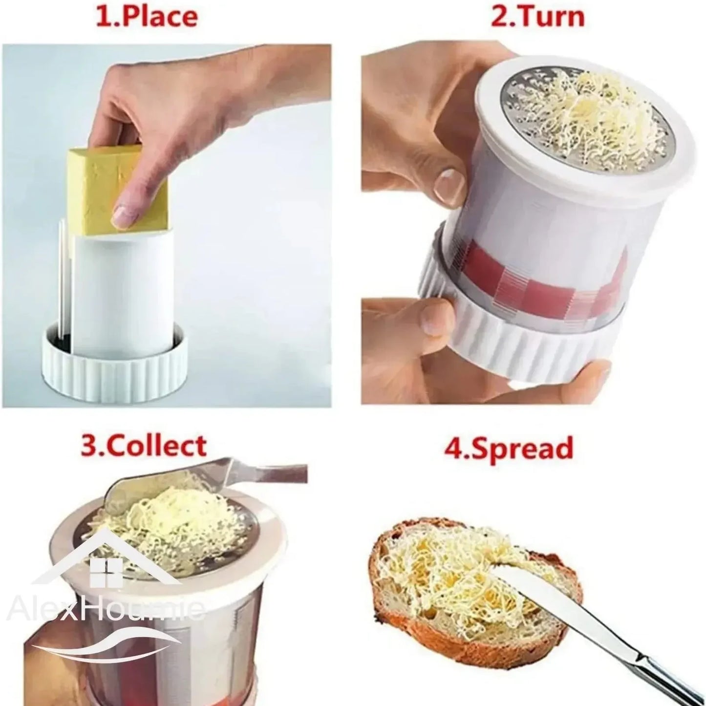 Manual Cheese Slicer Chese Cutter Butter Mill Spreadable Butter Cheese Gadgets Grater Mill with Lid Butter Dispenser Shredder - Confia
