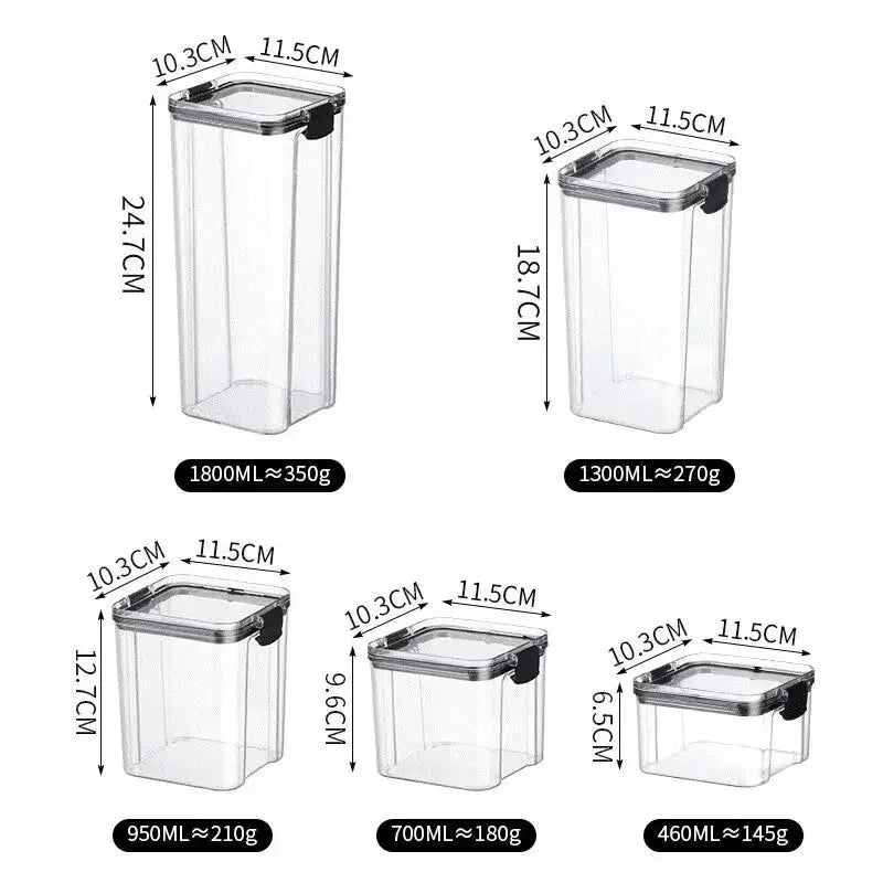 Transparent Food Storage Containers Kitchen Storage Airtight Cans Plastic Storage Boxes - Confia - reusablefoodstoragebags confia