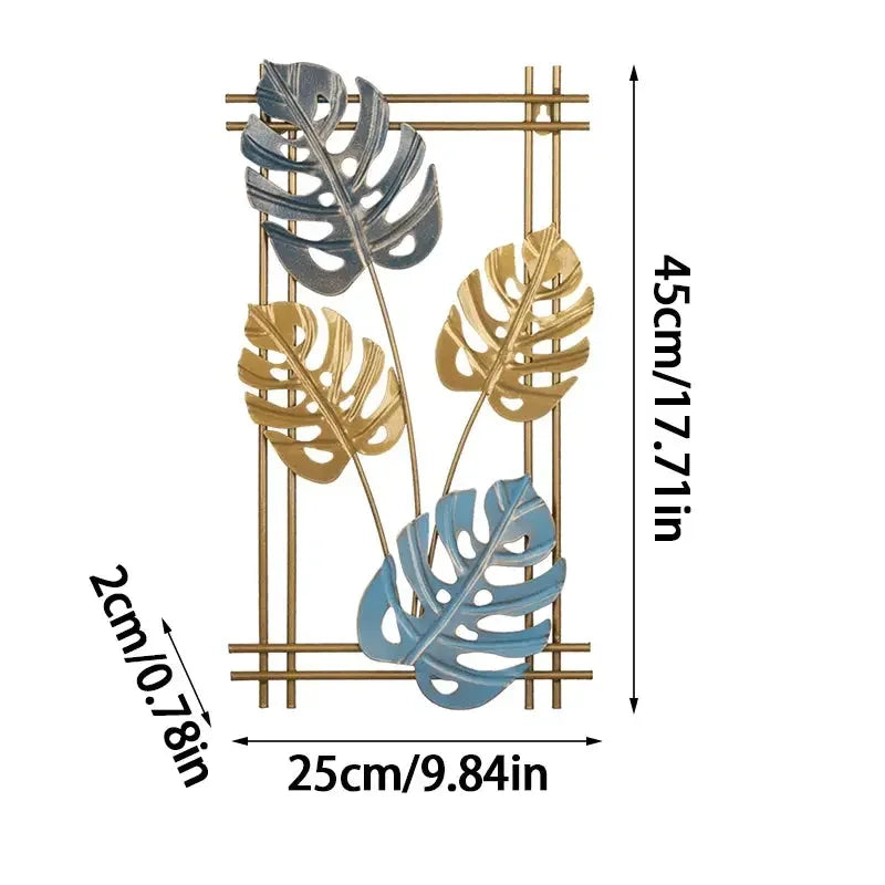 Nordic Metal Wrought Iron Leaf Wall Hanging Ornament Plant Ginkgo Palm Maple Leaves Wall Pendant Living Room Bedroom Home Decor - Confia