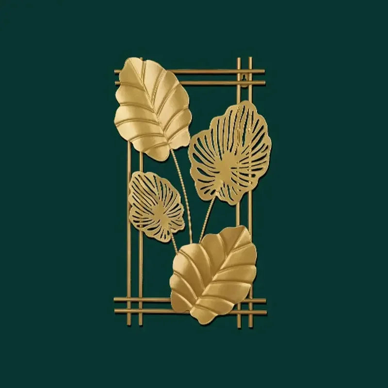 Nordic Metal Wrought Iron Leaf Wall Hanging Ornament Plant Ginkgo Palm Maple Leaves Wall Pendant Living Room Bedroom Home Decor - Confia