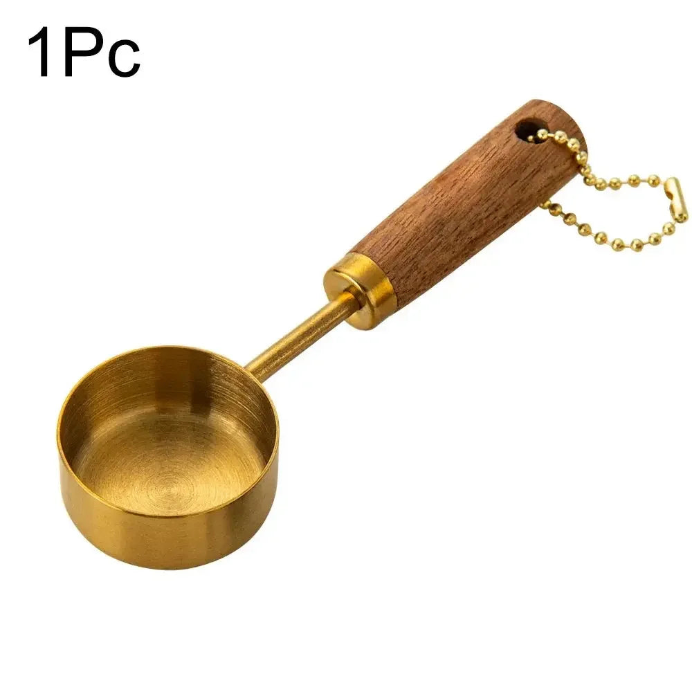 1/4/8pcs Stainless Steel Measuring Spoons With Scale Wooden Handle Household Kitchen Dining Bar Baking Tools Measuring Cups - Confia