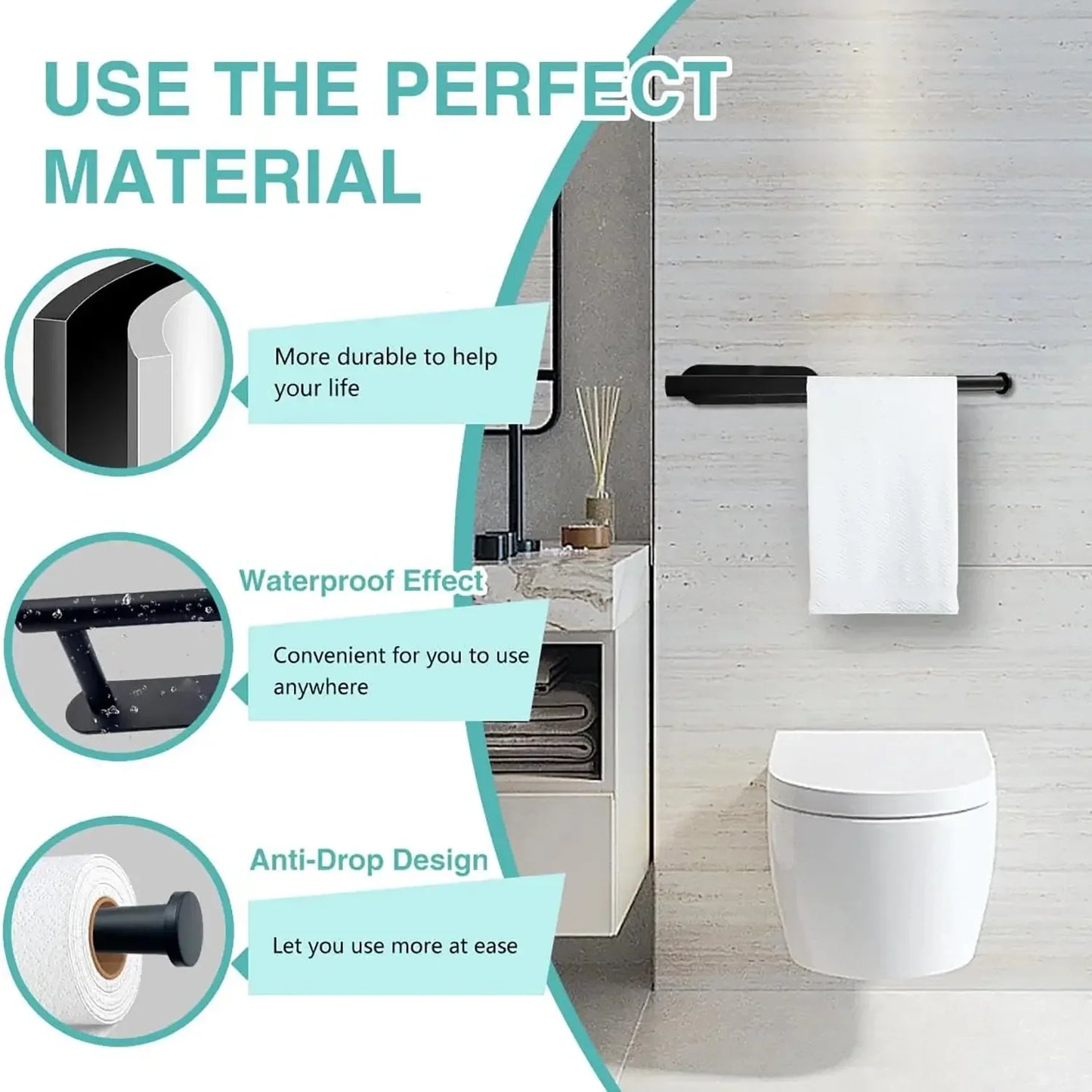 Kitchen Paper Towel Holder Adhesive Tissue Hanger Toilet Roll Paper Dispenser Multifunctional Paper Napkin Holder - Confia - reusablefoodstoragebags confia