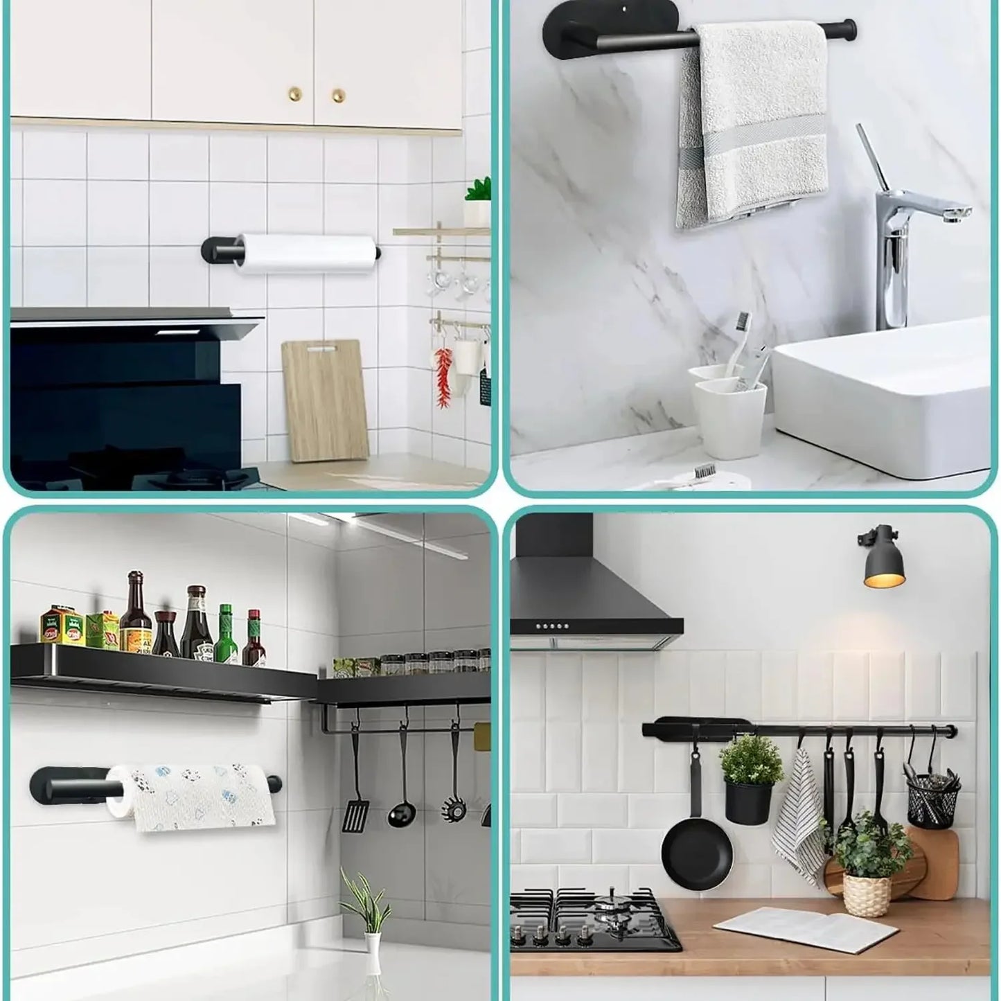 Kitchen Paper Towel Holder Adhesive Tissue Hanger Toilet Roll Paper Dispenser Multifunctional Paper Napkin Holder - Confia - reusablefoodstoragebags confia