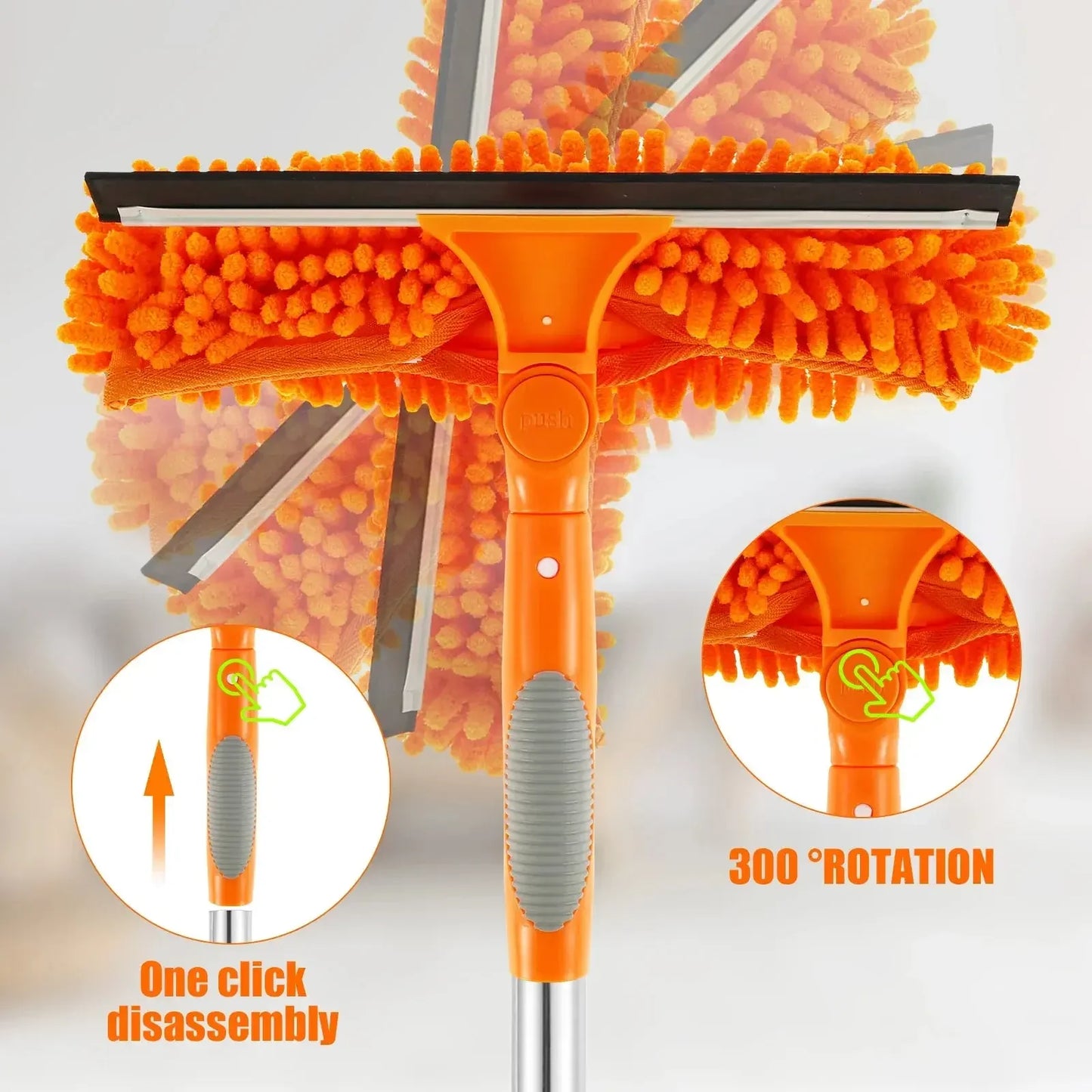 Cleaning Squeegee Window Shower Screen Brush Long Handle Sponge Car Window Squeegee for Gas Station, Glass,Shower - Confia - reusablefoodstoragebags confia