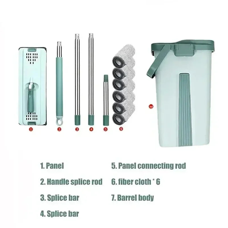 360 flexible Mop Heavy Quality Floor Mop with Bucket, Flexible Kitchen tap Flat Squeeze Cleaning Supplies 360 Flexible Mop Head/2 Reusable Pads Clean Home Floor Cleaners - Confia - reusablefoodstoragebags confia