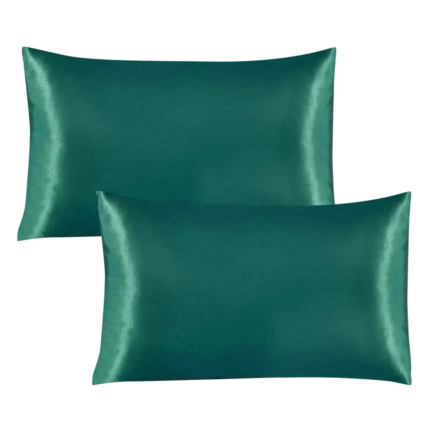 Satin Pillowcase Standard Set Of 2 - Green Silky Pillow Cases For Hair And Skin 20x26 Inches Pillow Covers With Envelope Closure - Confia - reusablefoodstoragebags confia