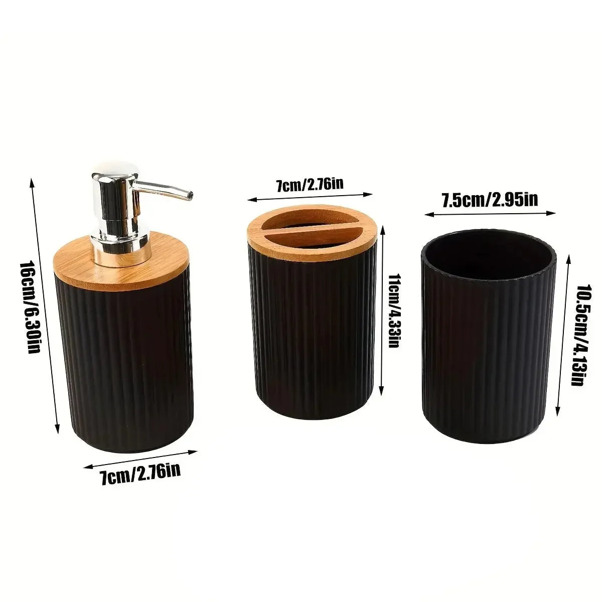 3-Piece Soap Dispenser Set for Bathroom – Soap Dispenser for Wash Basin, Toothbrush Holder, Vanity Tray & Countertop Organizer for Modern Bathroom Décor & Sink Storage - Confia - reusablefoodstoragebags confia