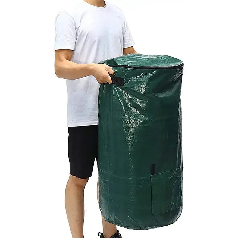 1 Pack, 34 Gallons Reusable Yard Waste Bags with Lid Extra Large Lawn Leaf Bags Heavy Duty Garden Waste Bags Container for Clean Up Outdoor Debris Leaves Grass Clippings - Confia - reusablefoodstoragebags confia