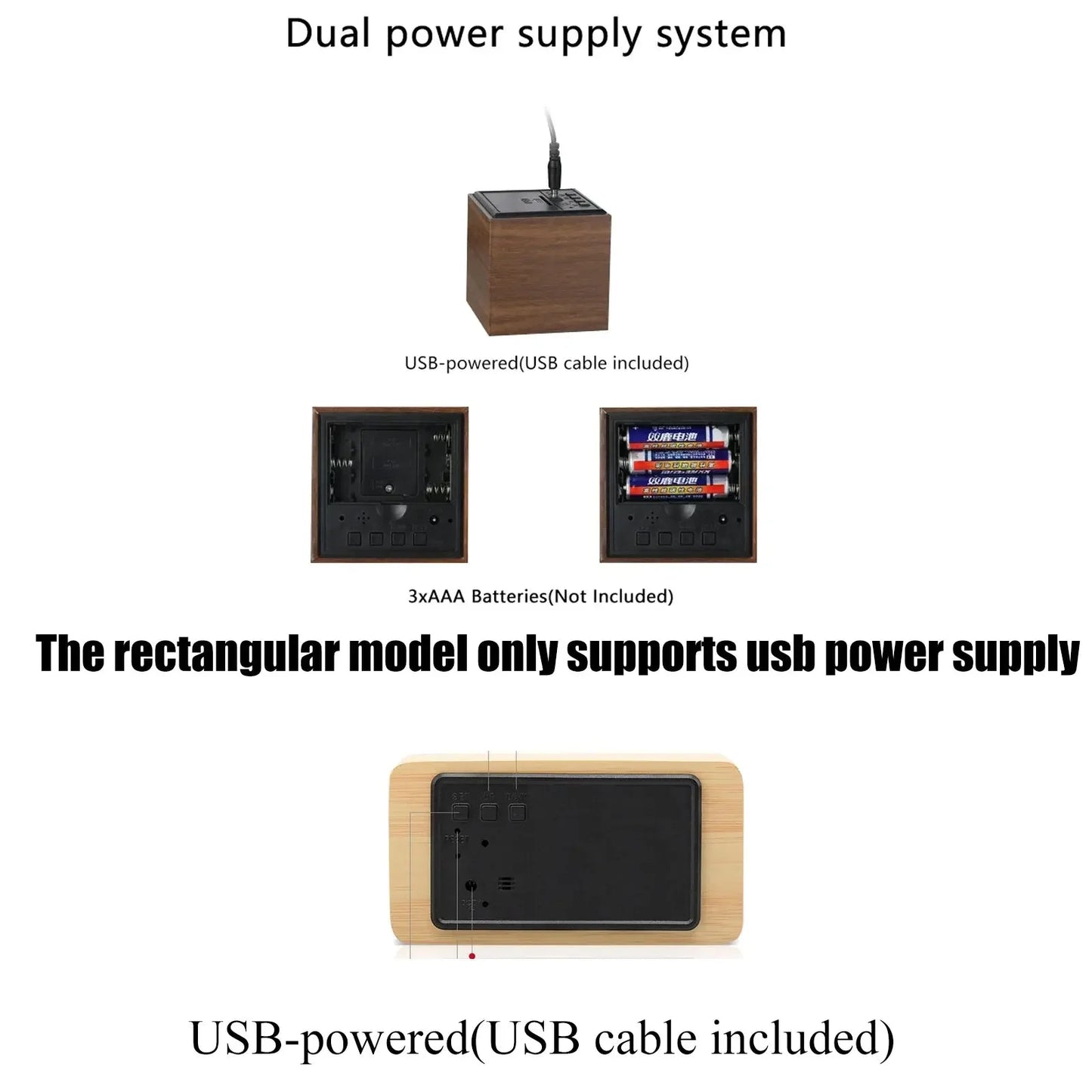 Alarm Clock LED Wooden Watch Table Voice Control Digital Wood Despertador USB/AAA Powered Electronic Desktop Clocks - Confia