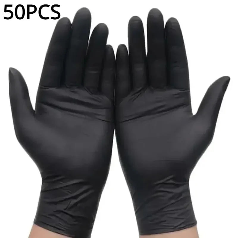100/50/20PCS Black Nitrile Gloves Thickened Disposable Gloves for Cleaning Hairdressing Waterproof Dishwashing Tattoo Gloves - Confia - reusablefoodstoragebags confia