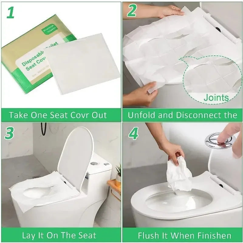 Disposable Toilet Seat Cover Portable Travel Camping Hotel Bathroom Toilet Mat Pads Degradable Soluble Water Toilet Covers Paper - Confia - reusablefoodstoragebags confia