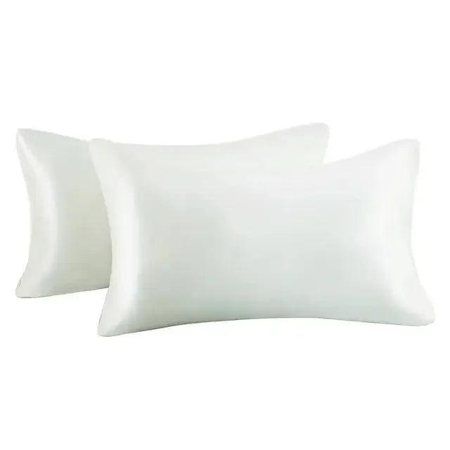 2pcs/lot Solid Silky Satin Skin Care Pillowcases Hair Anti Pillow Case Queen Size Envelope Pillow Covers for Home Hotel Travel - Confia - reusablefoodstoragebags confia