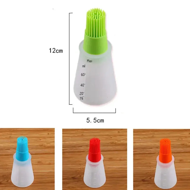 Silicone Oil Bottle Brush with Lid Soft Sauce Bottle with Silicone Basting Brush Cooking Oil Bottle Brushes for Baking Pastries BBQ Meat Honey Marinades Barbecue Random - Confia