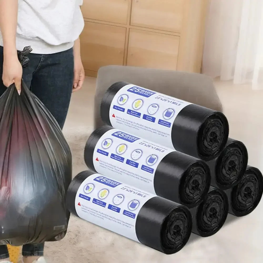30Bags/Roll Disposable Garbage Bag Trash Can Bin Small Medium Large Rubbish Bag Points Off Black Plastic Bags Bathroom Kitchen - Confia - reusablefoodstoragebags confia