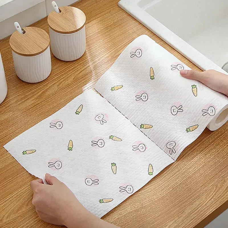 Kitchen Paper Reusable Printed Kitchen Towels Papers Multi Purpose Durable Hand Towel Non-stick Oil Absorbing Paper Roll Kitchen Tissue Kitchen Accessories - Confia - reusablefoodstoragebags confia