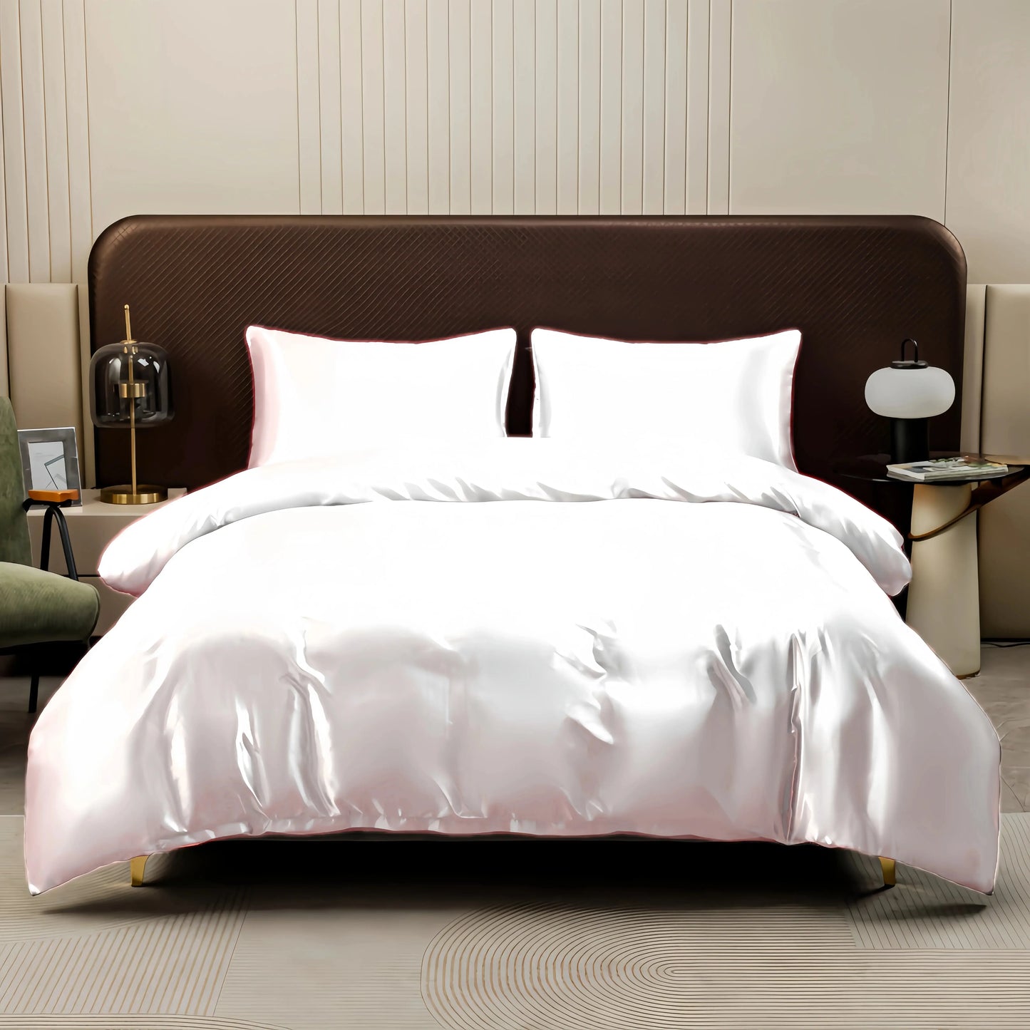 Satin Surface Duvet Cover Colored Bedding Set Queen Size Quilt Cover High Quality Skin-Friendly Fabric Bedding No Sheet - Confia - reusablefoodstoragebags confia