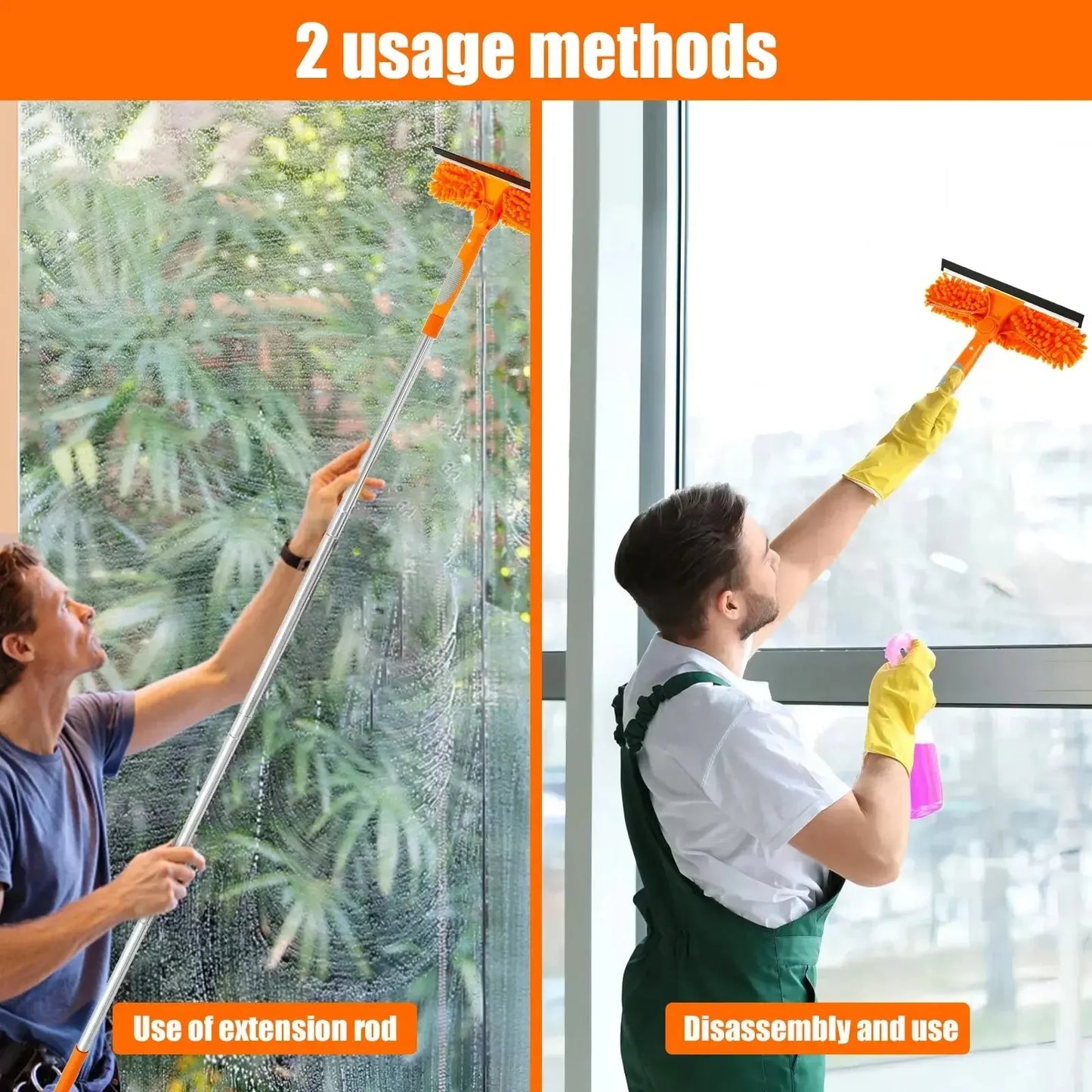 Cleaning Squeegee Window Shower Screen Brush Long Handle Sponge Car Window Squeegee for Gas Station, Glass,Shower - Confia - reusablefoodstoragebags confia