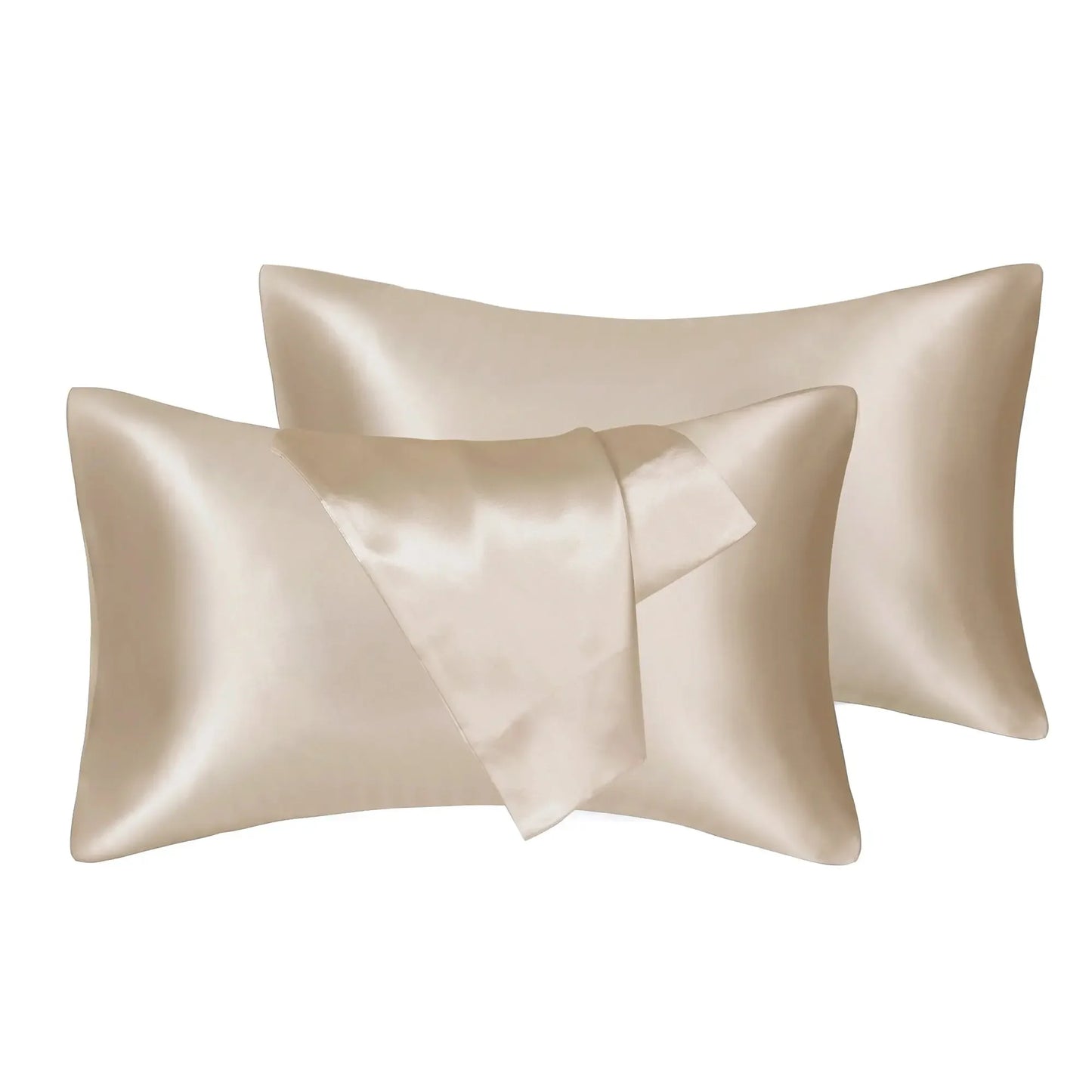 2pcs/lot Solid Silky Satin Skin Care Pillowcases Hair Anti Pillow Case Queen Size Envelope Pillow Covers for Home Hotel Travel - Confia - reusablefoodstoragebags confia