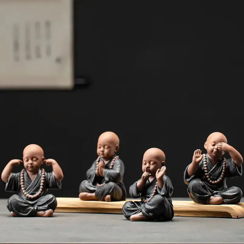 Ceramics Four Small Monk Statue Ceramic crafts Chinese characteristic decoration luxurious Home, Study, office accessories - Confia