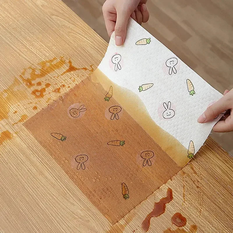Kitchen Paper Reusable Printed Kitchen Towels Papers Multi Purpose Durable Hand Towel Non-stick Oil Absorbing Paper Roll Kitchen Tissue Kitchen Accessories - Confia - reusablefoodstoragebags confia