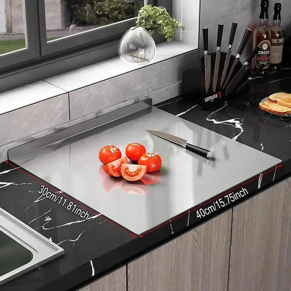Premium Stainless Steel Chopping Board - Large, Easy Clean, Multipurpose Kitchen Cutting Surface for Fruits, Vegetables & More - Confia
