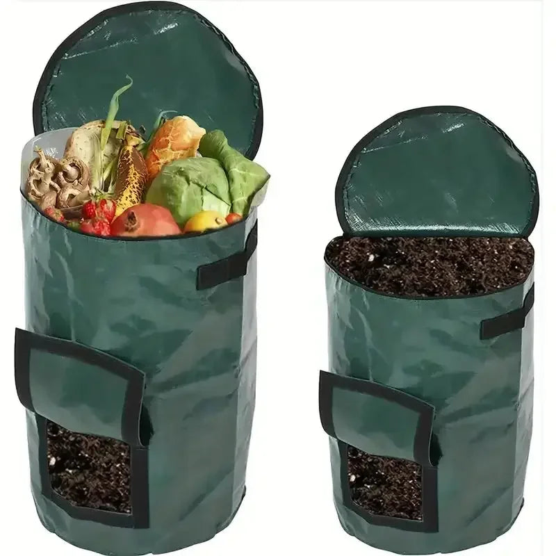 1 Pack, 34 Gallons Reusable Yard Waste Bags with Lid Extra Large Lawn Leaf Bags Heavy Duty Garden Waste Bags Container for Clean Up Outdoor Debris Leaves Grass Clippings - Confia - reusablefoodstoragebags confia