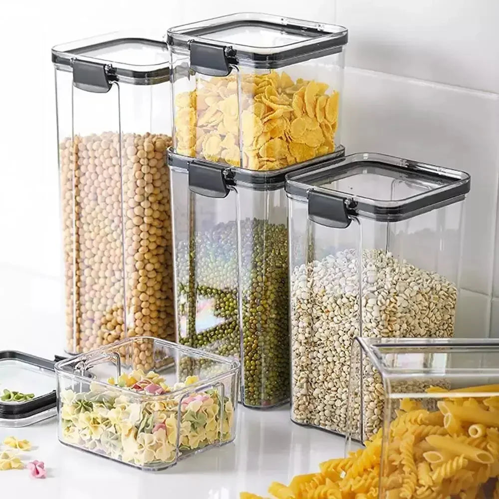 Transparent Food Storage Containers Kitchen Storage Airtight Cans Plastic Storage Boxes - Confia - reusablefoodstoragebags confia