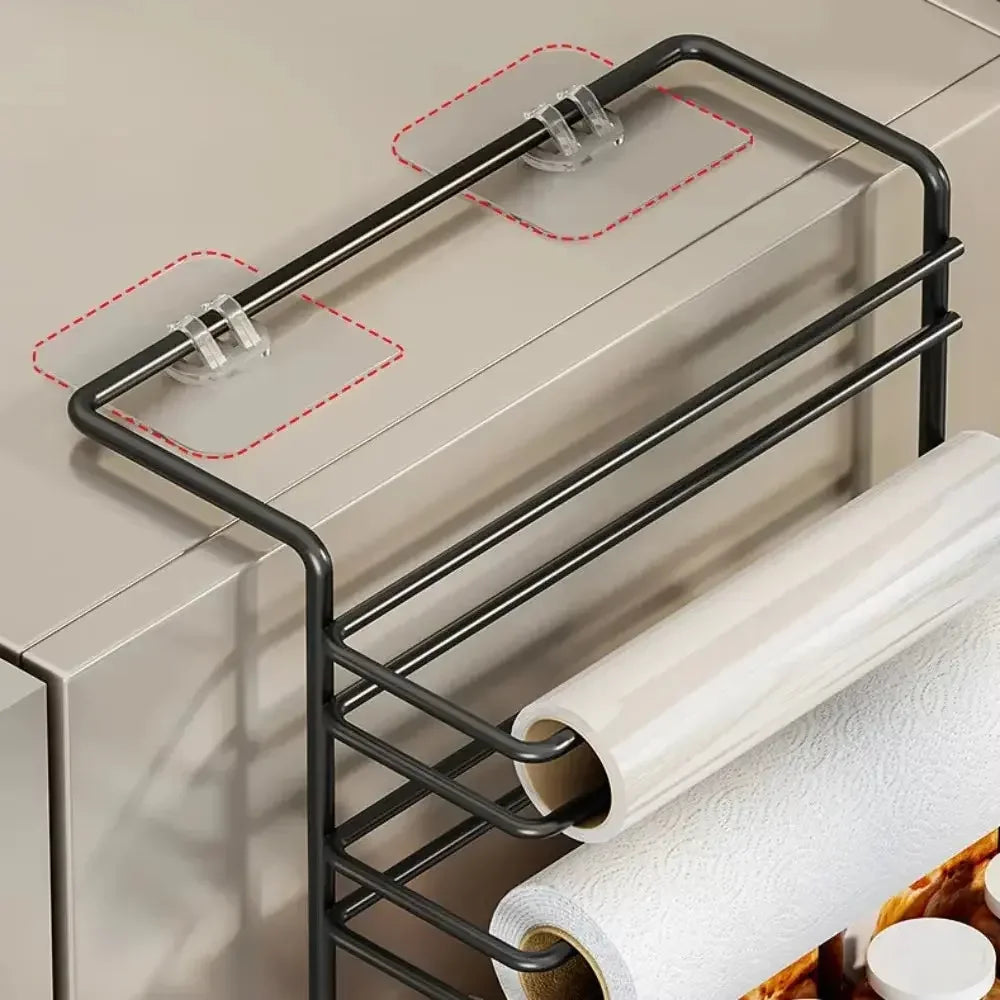 Magnetic Fridge Spice Rack, Space Saving Organizer Black Shelf on Refrigerator, Kitchen Paper Towel Holder, Foldable Design - Confia - reusablefoodstoragebags confia