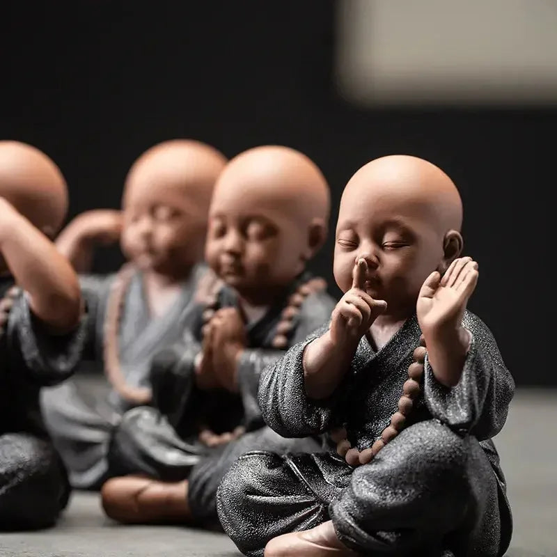 Ceramics Four Small Monk Statue Ceramic crafts Chinese characteristic decoration luxurious Home, Study, office accessories - Confia