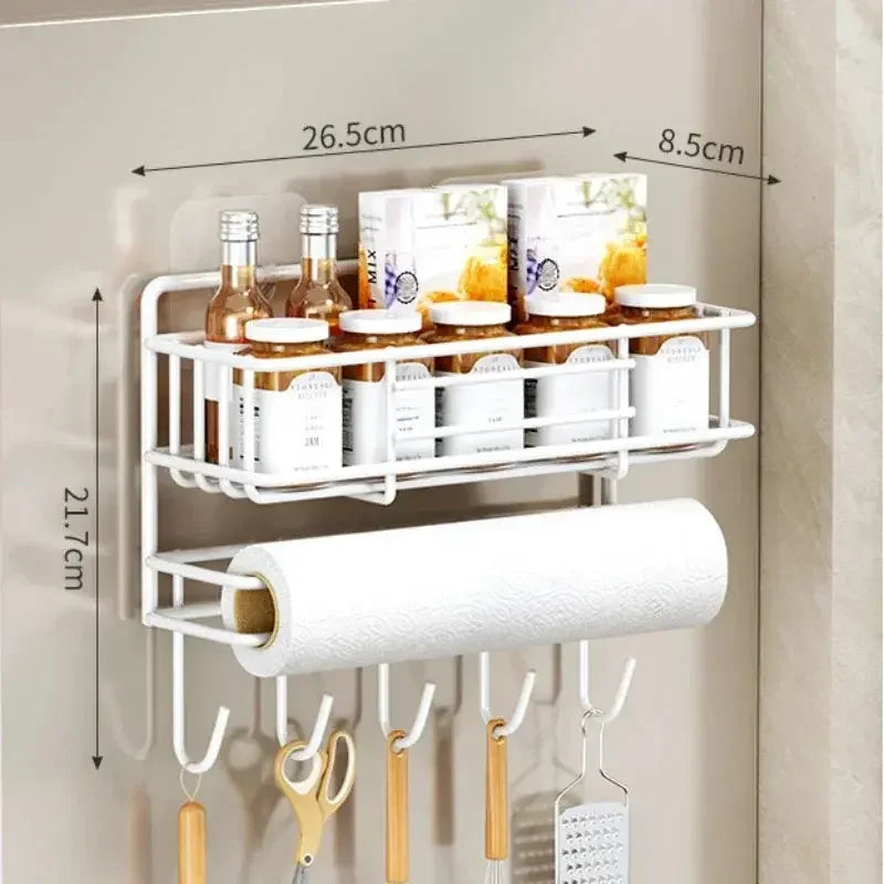 Magnetic Fridge Spice Rack, Space Saving Organizer Black Shelf on Refrigerator, Kitchen Paper Towel Holder, Foldable Design - Confia - reusablefoodstoragebags confia