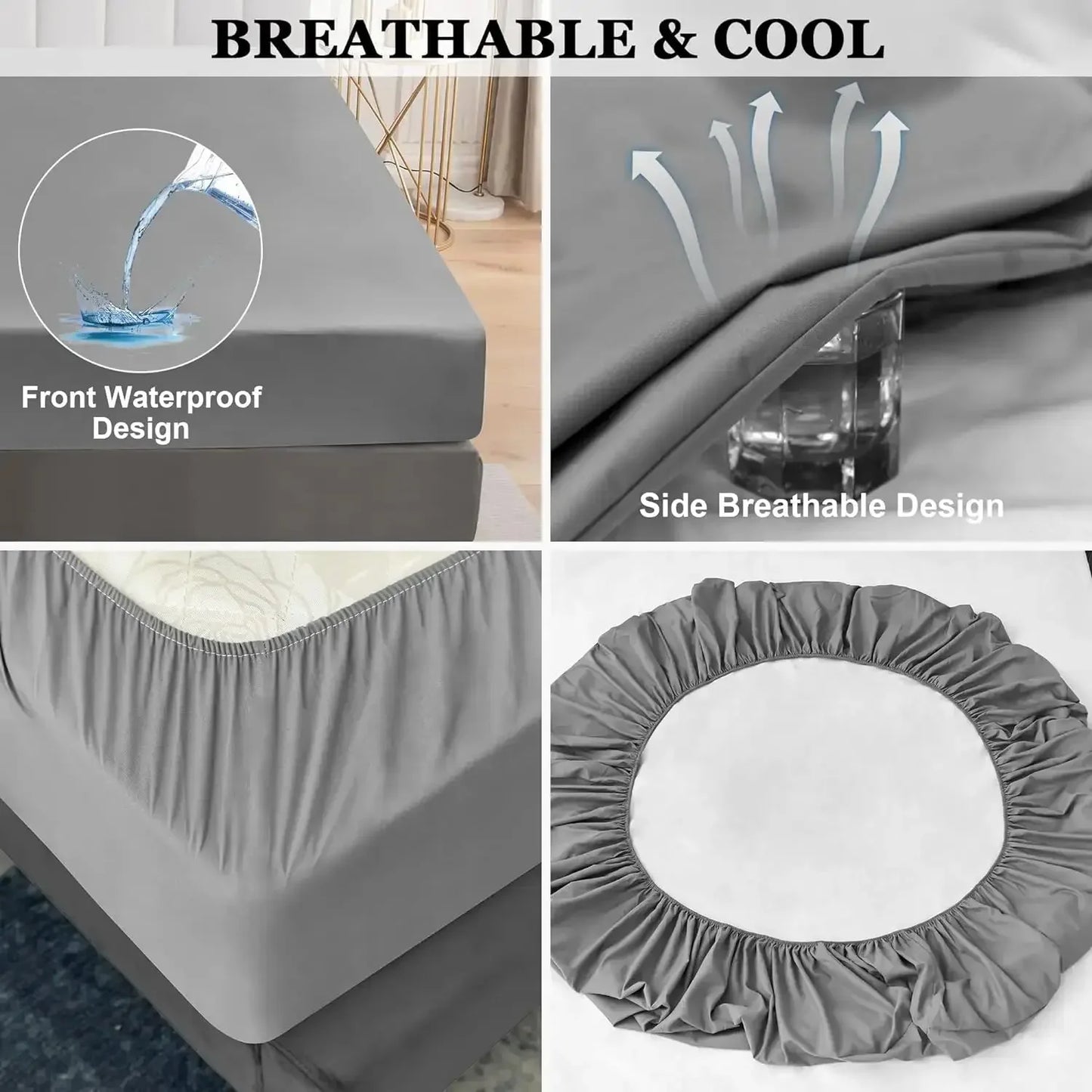 Safe Waterproof Mattress Protector, Breathable and Hypoallergenic Ultra Soft Fitted Bed Protector Cover, Machine Washable - Confia - reusablefoodstoragebags confia