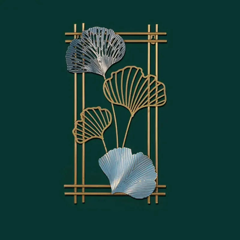 Nordic Metal Wrought Iron Leaf Wall Hanging Ornament Plant Ginkgo Palm Maple Leaves Wall Pendant Living Room Bedroom Home Decor - Confia