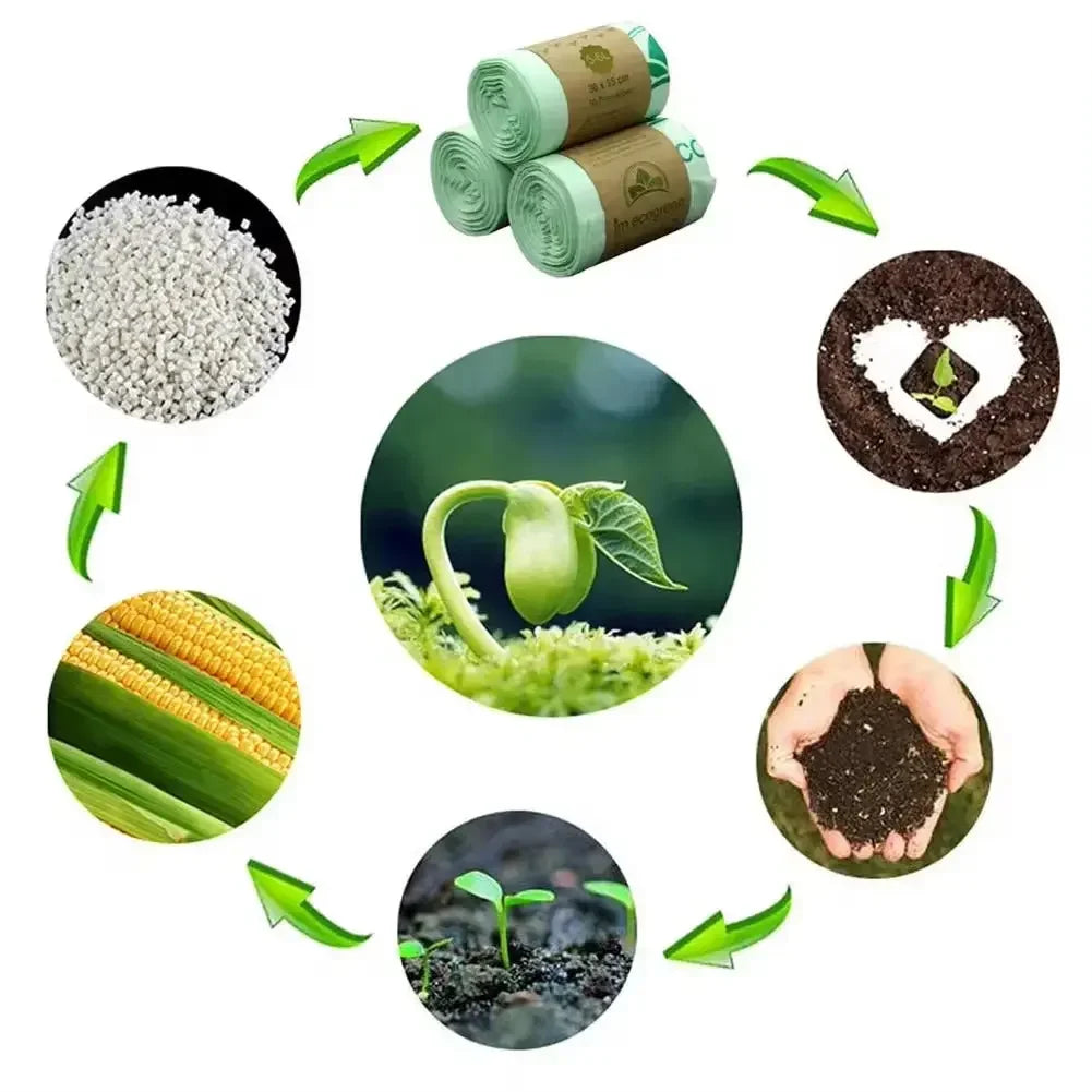 50PCS 6/8/10/30L Biodegradable Garbage Bags Household Compostable Garbage Bags rash Bag With Leak Resistant - Confia - reusablefoodstoragebags confia