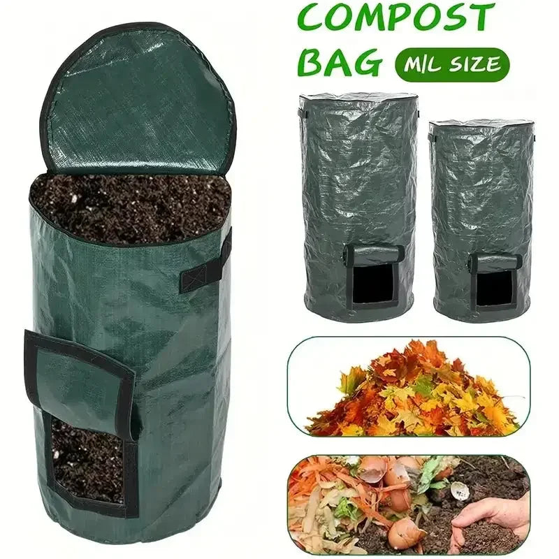1 Pack, 34 Gallons Reusable Yard Waste Bags with Lid Extra Large Lawn Leaf Bags Heavy Duty Garden Waste Bags Container for Clean Up Outdoor Debris Leaves Grass Clippings - Confia - reusablefoodstoragebags confia