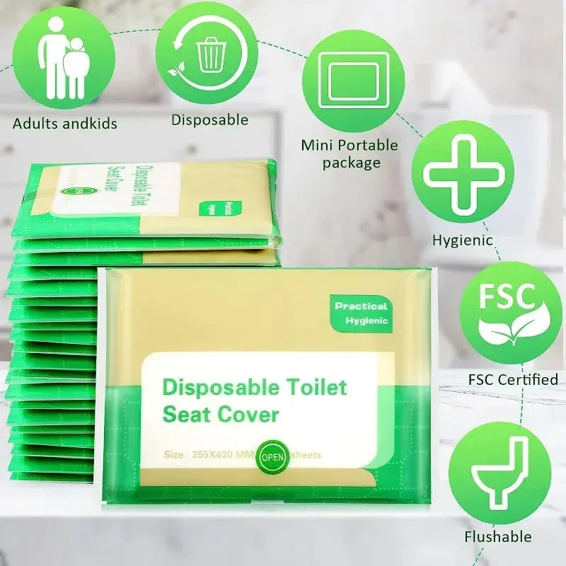 Disposable Toilet Seat Cover Portable Travel Camping Hotel Bathroom Toilet Mat Pads Degradable Soluble Water Toilet Covers Paper - Confia - reusablefoodstoragebags confia
