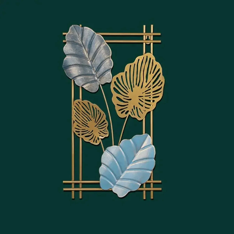 Nordic Metal Wrought Iron Leaf Wall Hanging Ornament Plant Ginkgo Palm Maple Leaves Wall Pendant Living Room Bedroom Home Decor - Confia