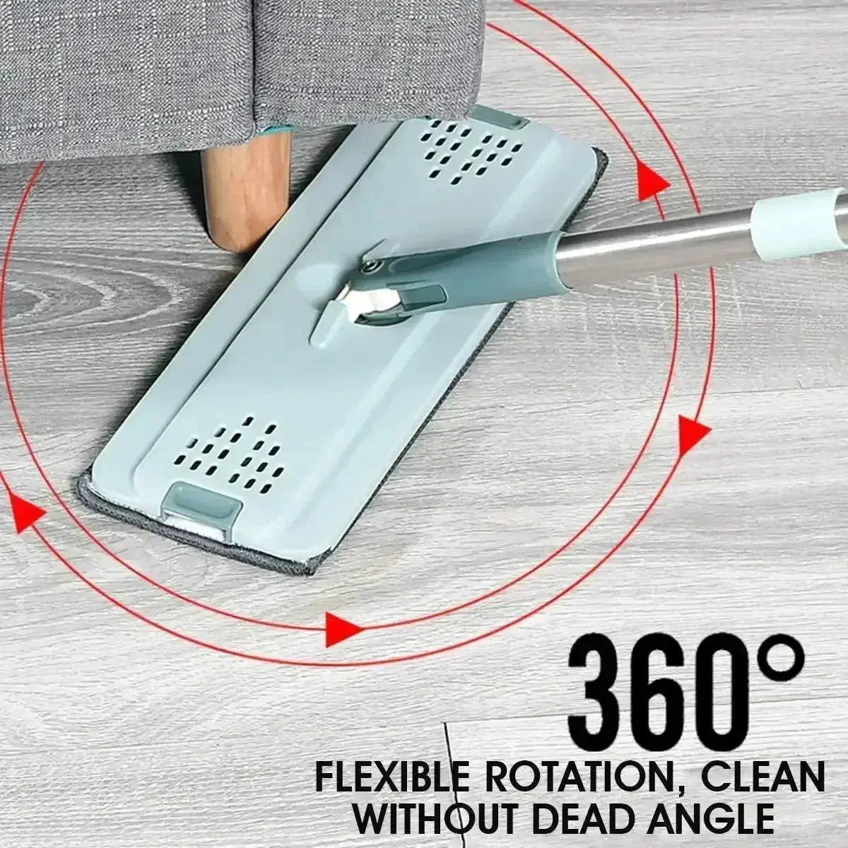 360 flexible Mop Heavy Quality Floor Mop with Bucket, Flexible Kitchen tap Flat Squeeze Cleaning Supplies 360 Flexible Mop Head/2 Reusable Pads Clean Home Floor Cleaners - Confia - reusablefoodstoragebags confia