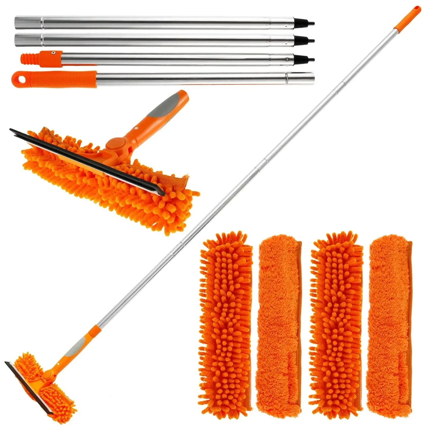 Cleaning Squeegee Window Shower Screen Brush Long Handle Sponge Car Window Squeegee for Gas Station, Glass,Shower - Confia - reusablefoodstoragebags confia