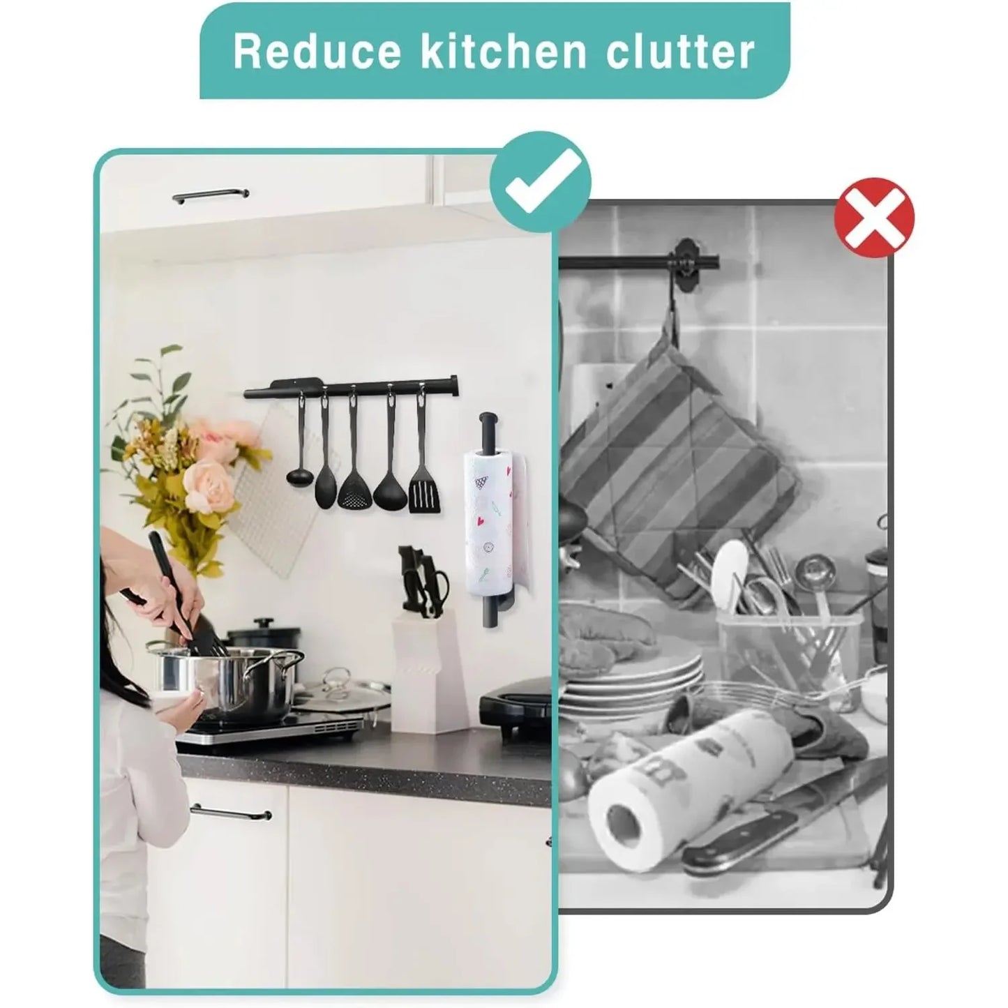 Kitchen Paper Towel Holder Adhesive Tissue Hanger Toilet Roll Paper Dispenser Multifunctional Paper Napkin Holder - Confia - reusablefoodstoragebags confia