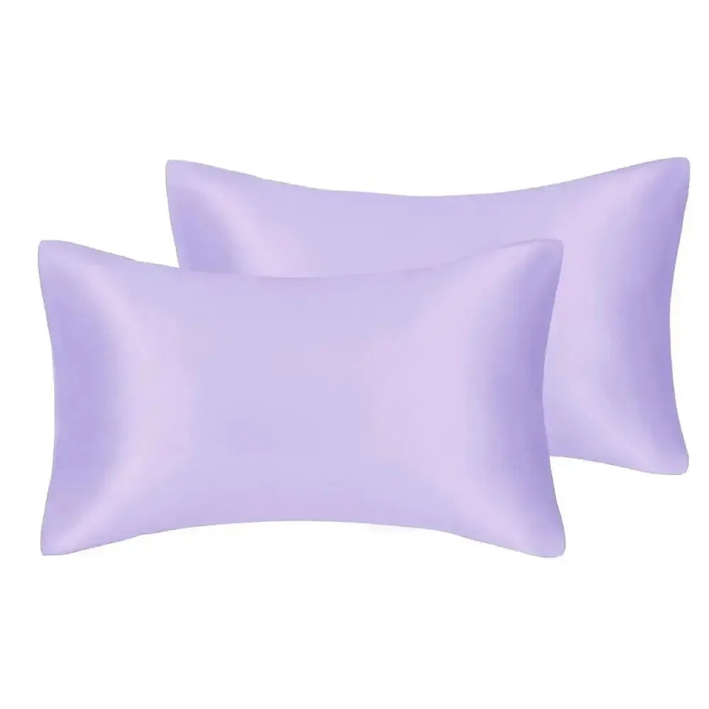 2pcs/lot Solid Silky Satin Skin Care Pillowcases Hair Anti Pillow Case Queen Size Envelope Pillow Covers for Home Hotel Travel - Confia - reusablefoodstoragebags confia