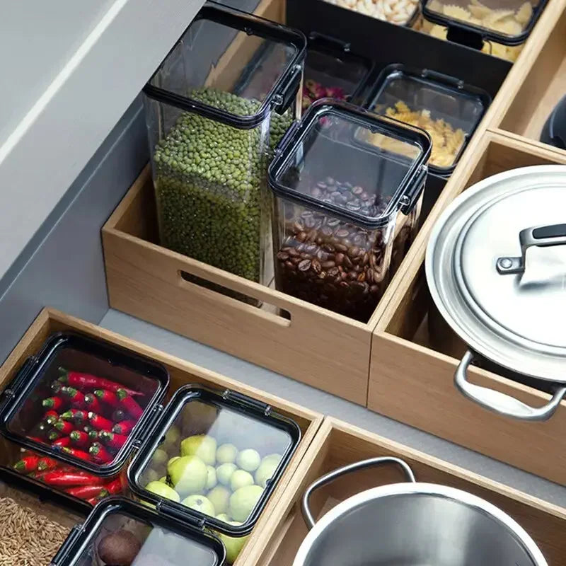 Transparent Food Storage Containers Kitchen Storage Airtight Cans Plastic Storage Boxes - Confia - reusablefoodstoragebags confia