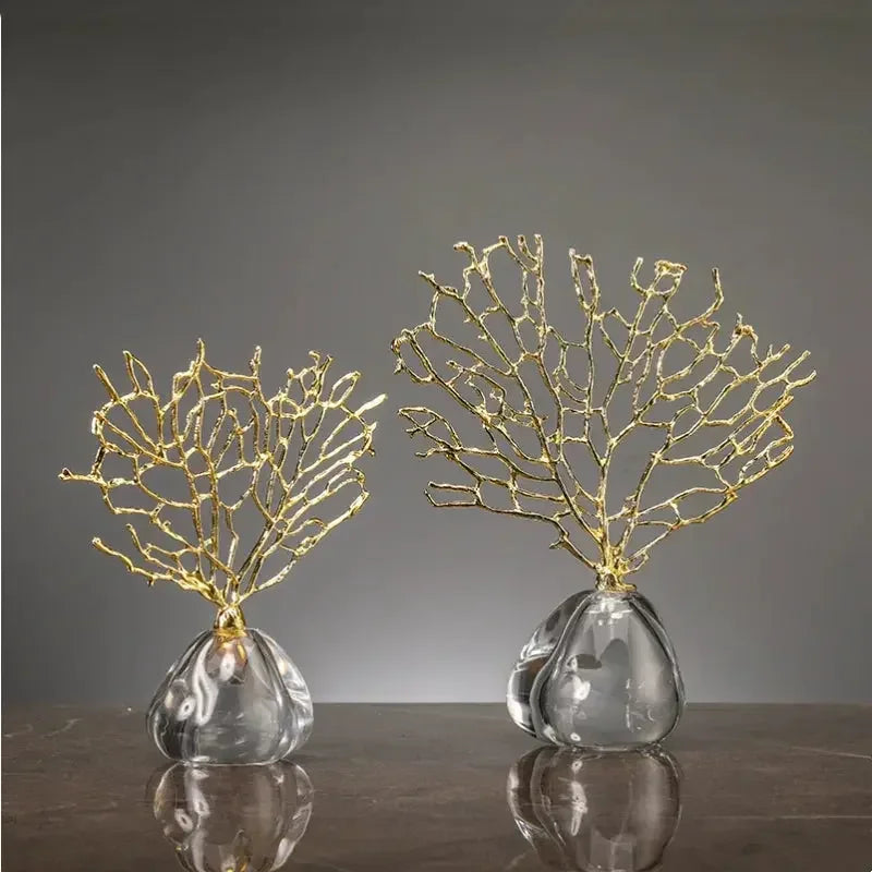 Creations Artificial Coral Decor Statue Home Decoration Desk Bookshelf Metal Sculpture Style B|Home Decor|Figurines - Confia