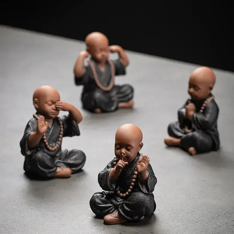 Ceramics Four Small Monk Statue Ceramic crafts Chinese characteristic decoration luxurious Home, Study, office accessories - Confia