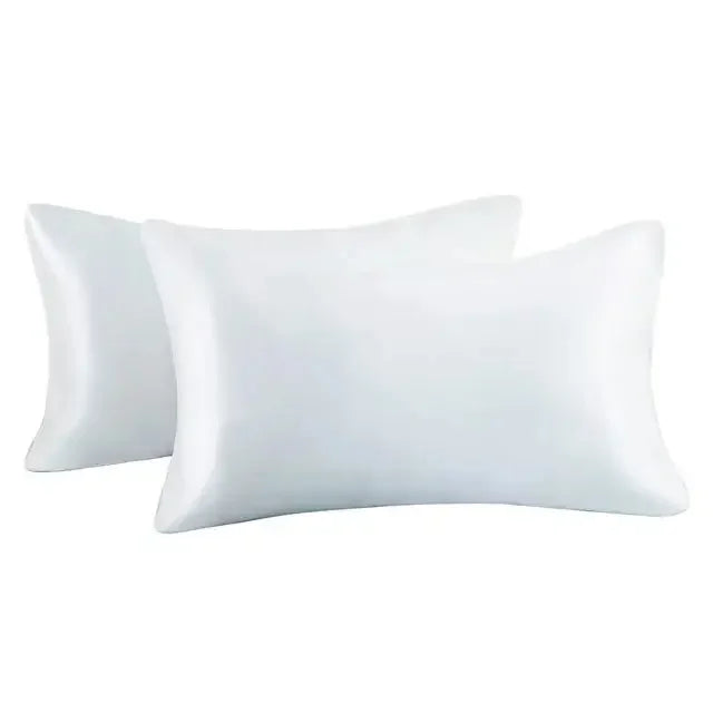2pcs/lot Solid Silky Satin Skin Care Pillowcases Hair Anti Pillow Case Queen Size Envelope Pillow Covers for Home Hotel Travel - Confia - reusablefoodstoragebags confia