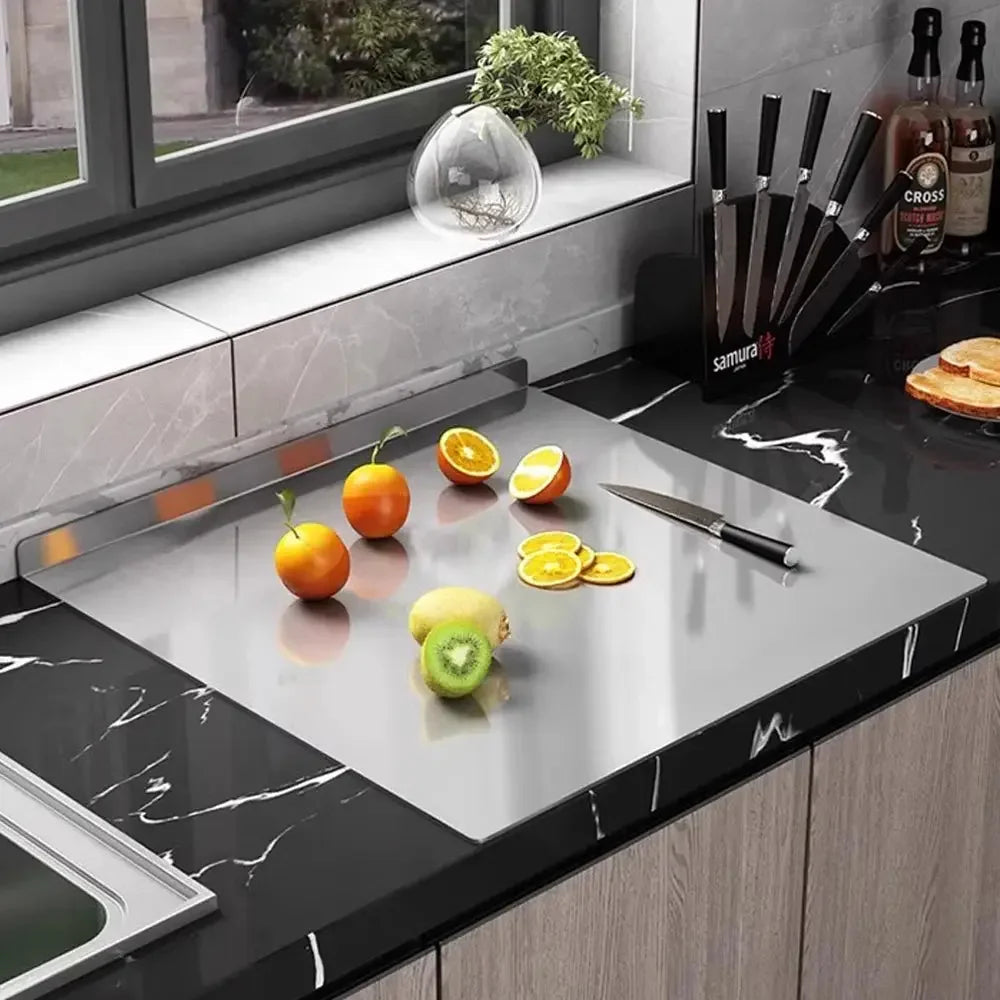 Premium Stainless Steel Chopping Board - Large, Easy Clean, Multipurpose Kitchen Cutting Surface for Fruits, Vegetables & More - Confia