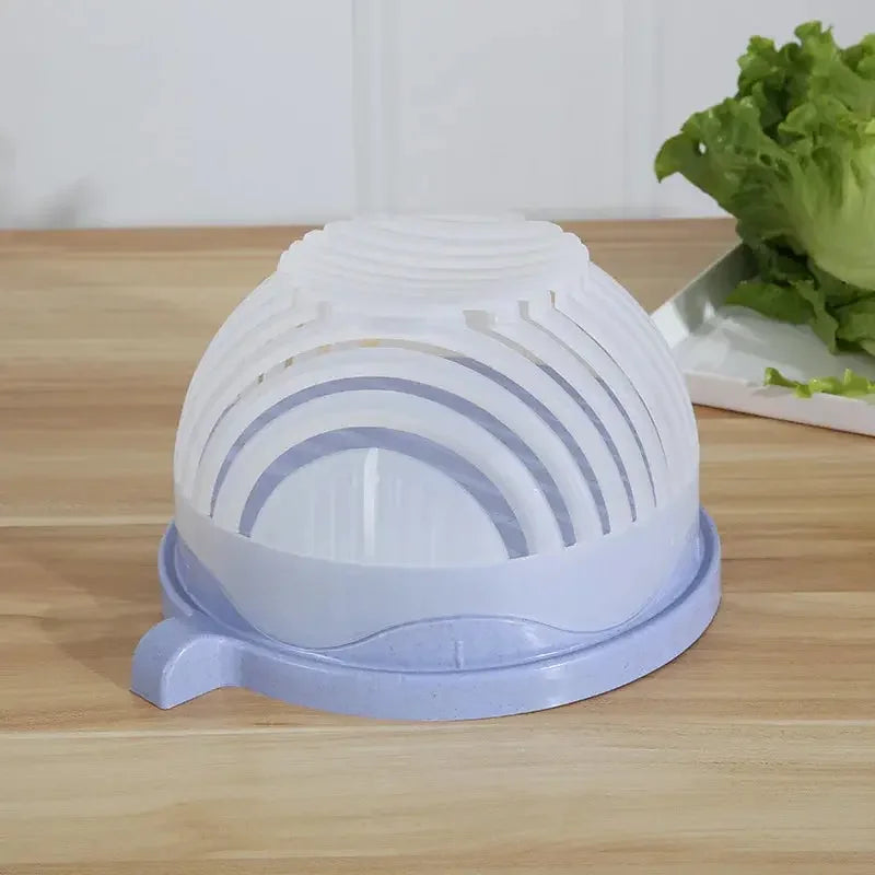 2 in 1 Vegetable and Fruit and Cutter Salad Maker with Safety Holder Slicer with Bowl and Plate for wash Vegetable, Multi Color - Confia