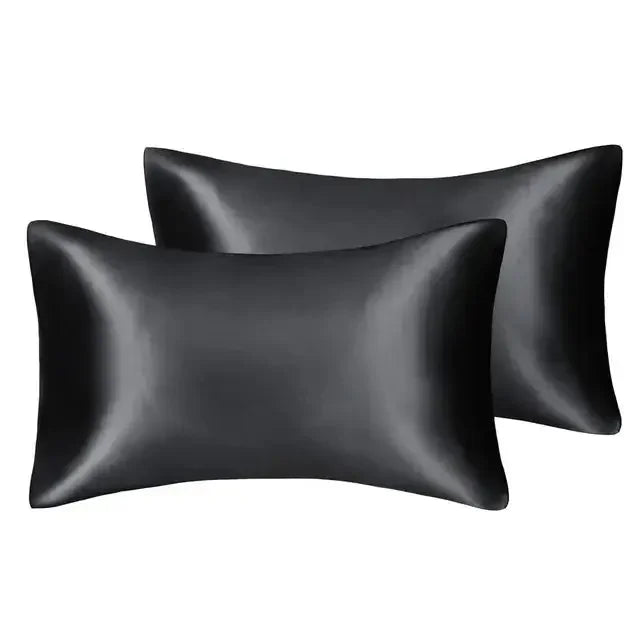 2pcs/lot Solid Silky Satin Skin Care Pillowcases Hair Anti Pillow Case Queen Size Envelope Pillow Covers for Home Hotel Travel - Confia - reusablefoodstoragebags confia